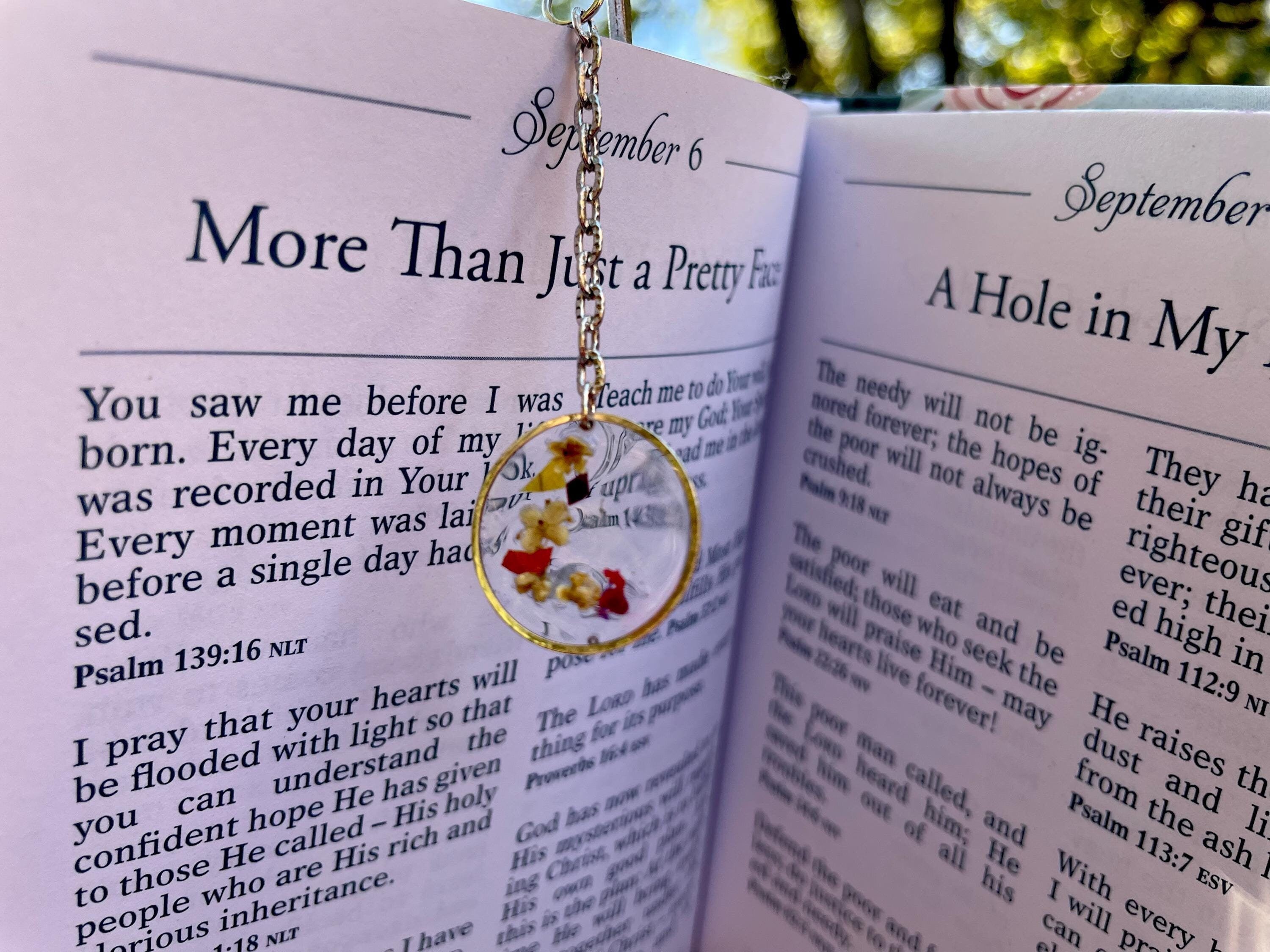 Pressed Birth Flower Initial Bookmark: Personalized Handmade Resin Bookmark Metal