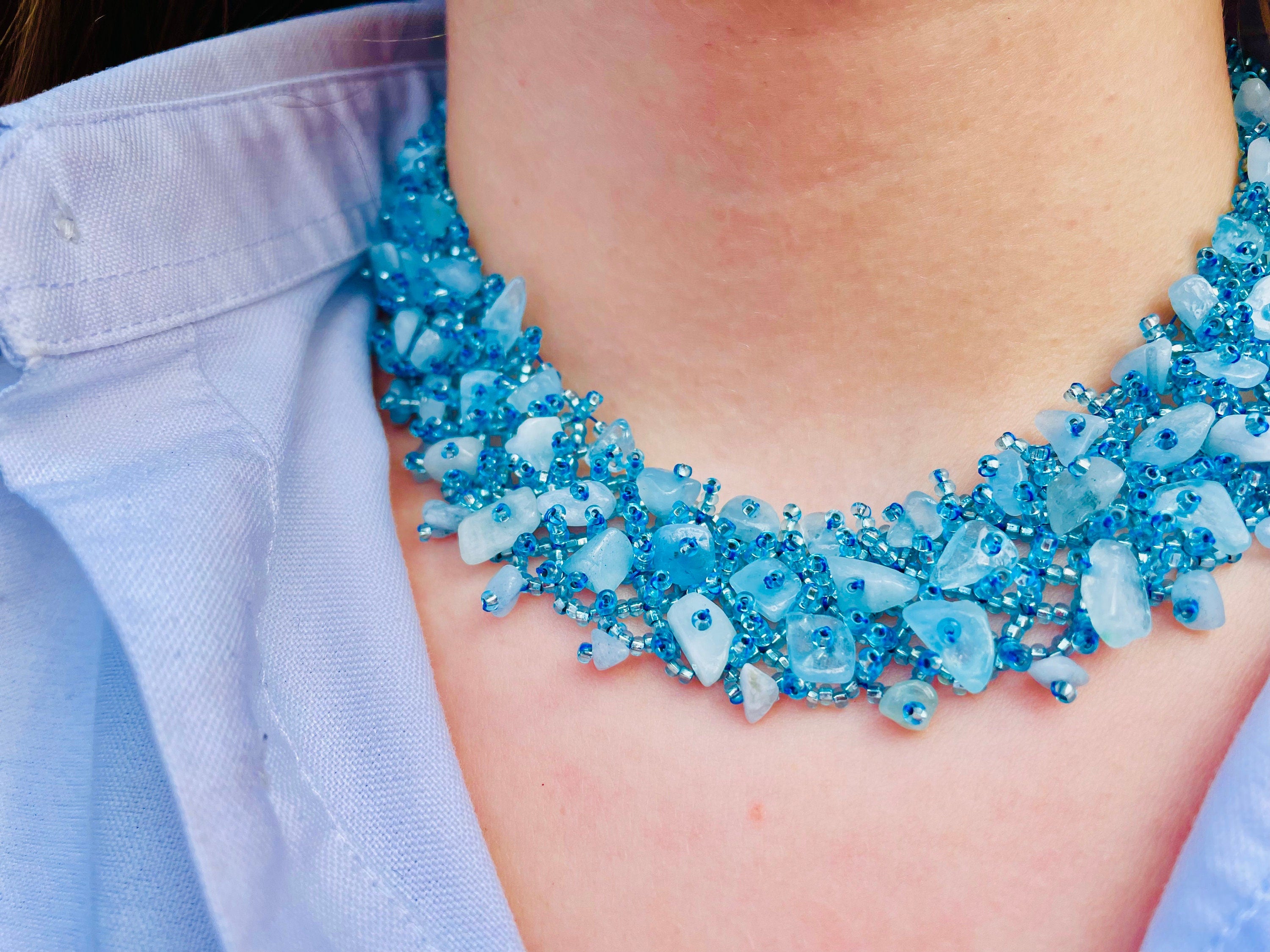 Aquamarine necklace Aquamarine choker collar March birthstone jewelry wedding dress necklace for mother of the bride bridal necklace collar