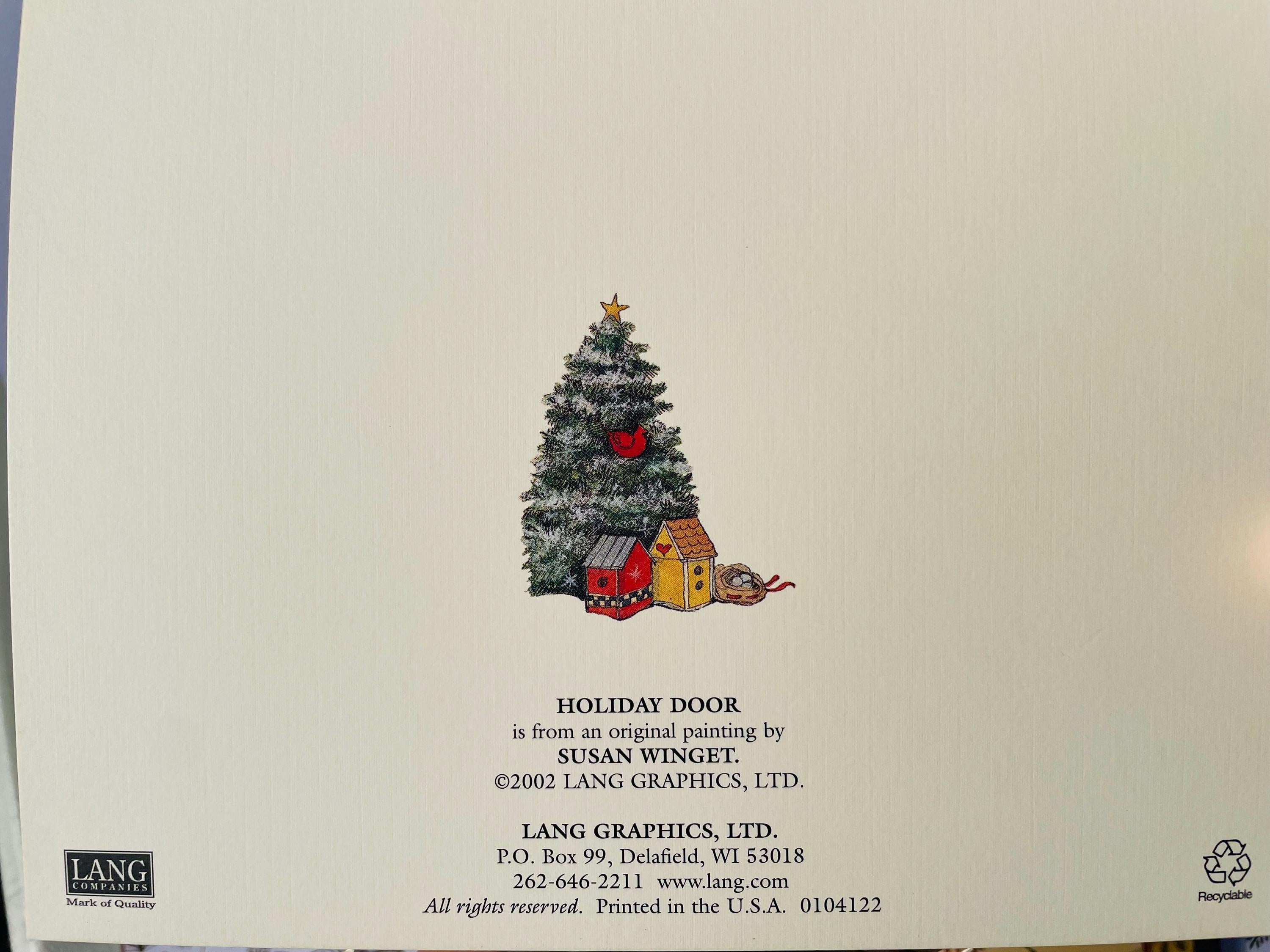 Holiday Door Christmas card boxed Vintage Old Fashion Christmas Card Snowman Sleigh Presents Christmas Wreath Farmhouse Winter Greeting Card