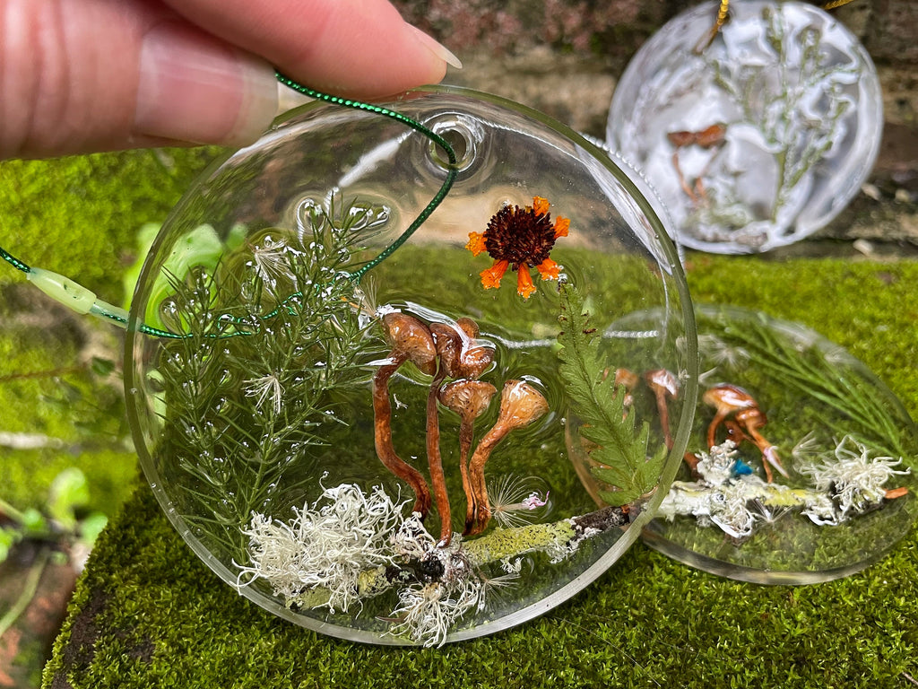 Personalized Family Name Mushroom Forest Christmas Ornament Suncatcher: Unique Car accessories