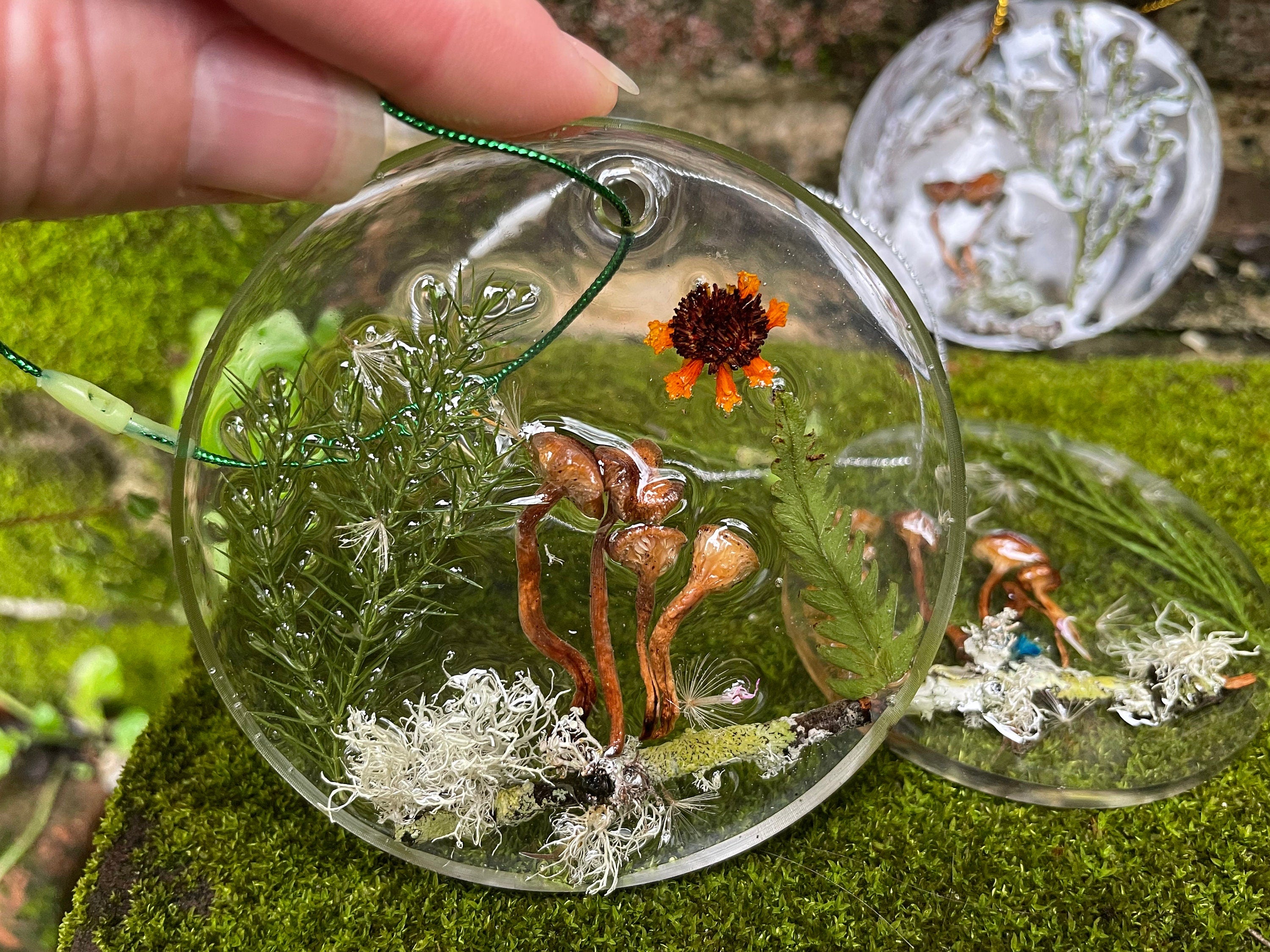 Personalized Family Name Mushroom Forest Christmas Ornament Suncatcher: Unique Car accessories