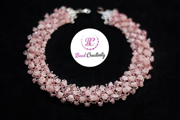 Pressed Flower Initial Charm Necklace: Rose Quartz Crystal Bridal Choker October Birthstone