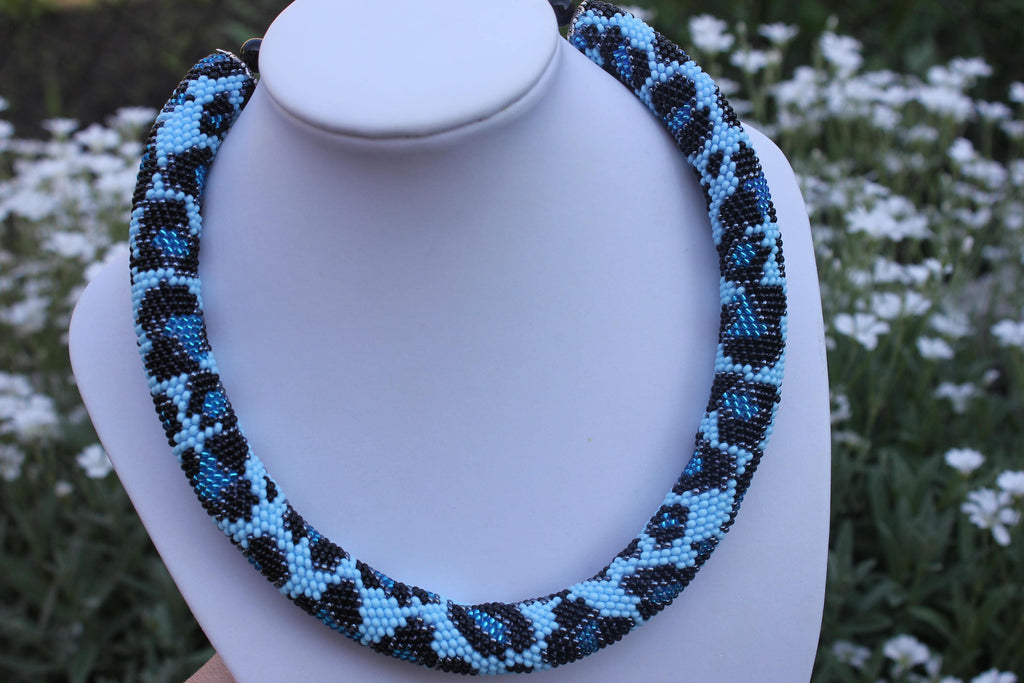 Best gifts for her Hostess gift Christmas gifts Women birthday gift animal necklace rope necklace rope choker bead art jewelry blue necklace