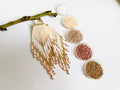 Native American style seed bead earrings beige gold white, native style beaded earrings, modern boho fringe earrings for bride bridesmaids