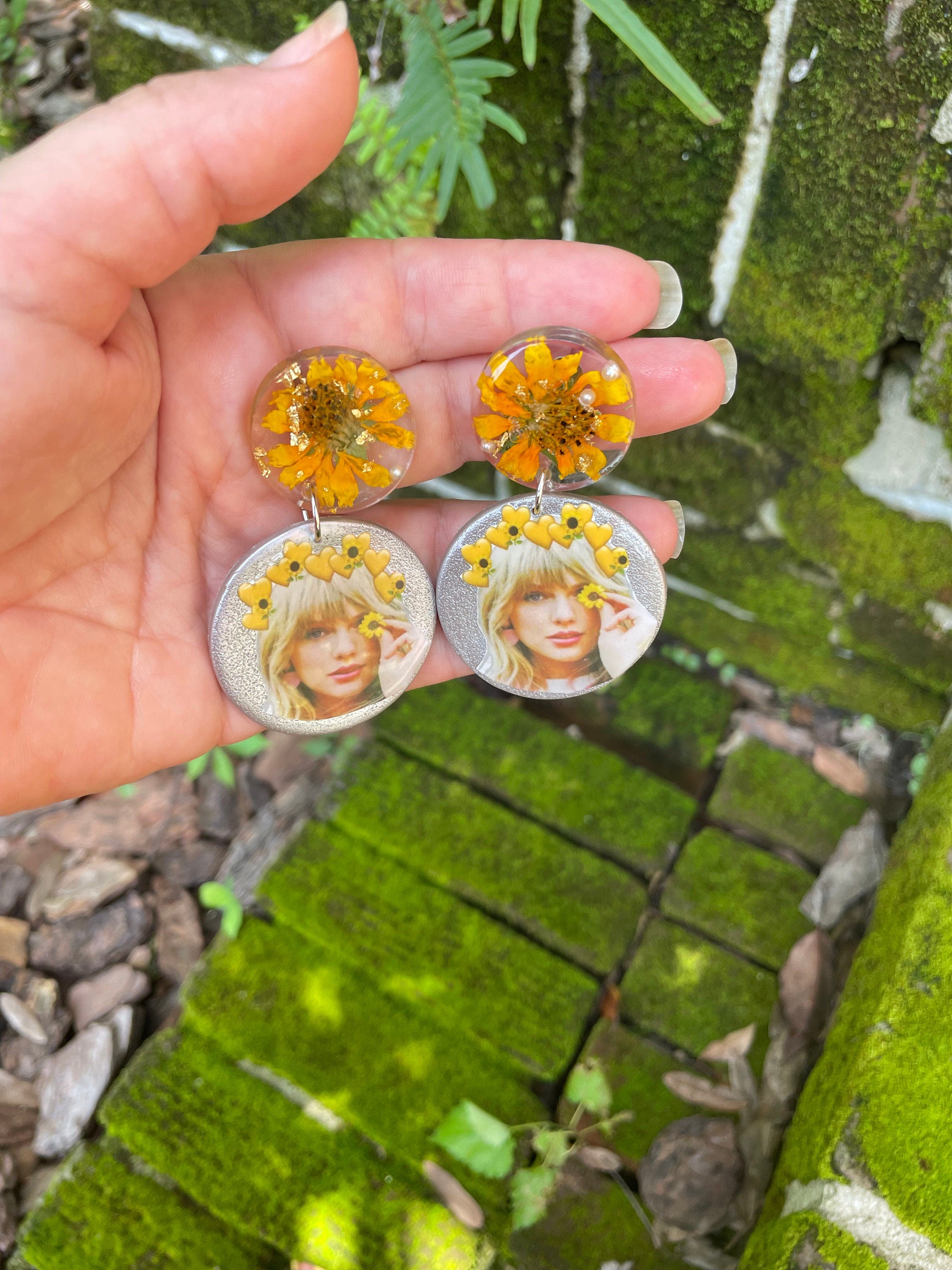 Taylor Swift Earrings: Real Sunflower August Birth Flower Jewelry