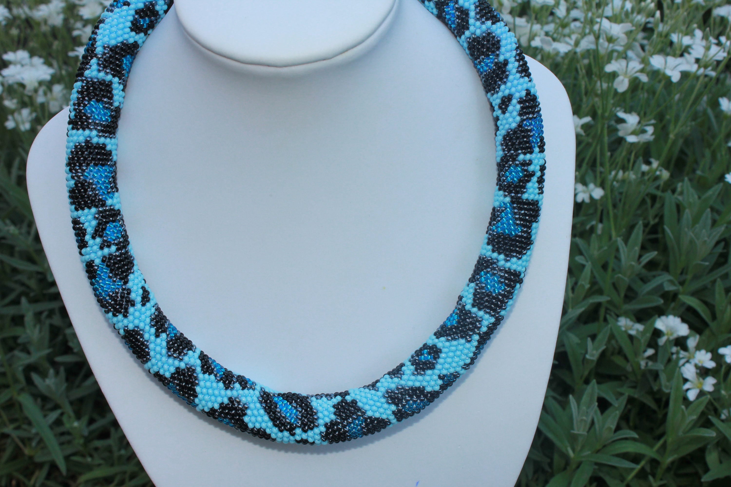 Best gifts for her Hostess gift Christmas gifts Women birthday gift animal necklace rope necklace rope choker bead art jewelry blue necklace