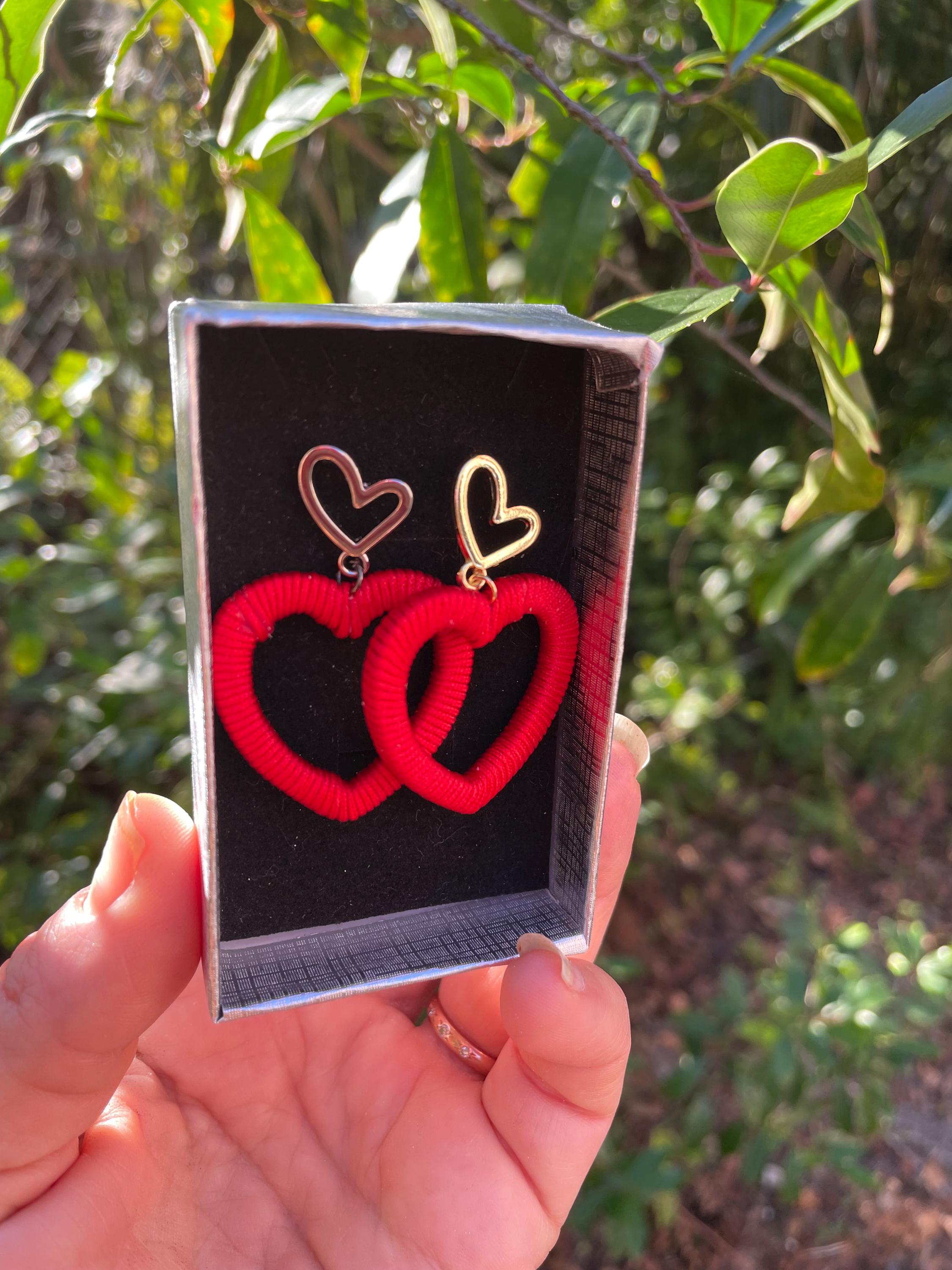 Mothers Day gift Heart earrings cricut Red black pink heart clip on Cute Valentine Earrings handmade Oversized drop dangle Love earrings