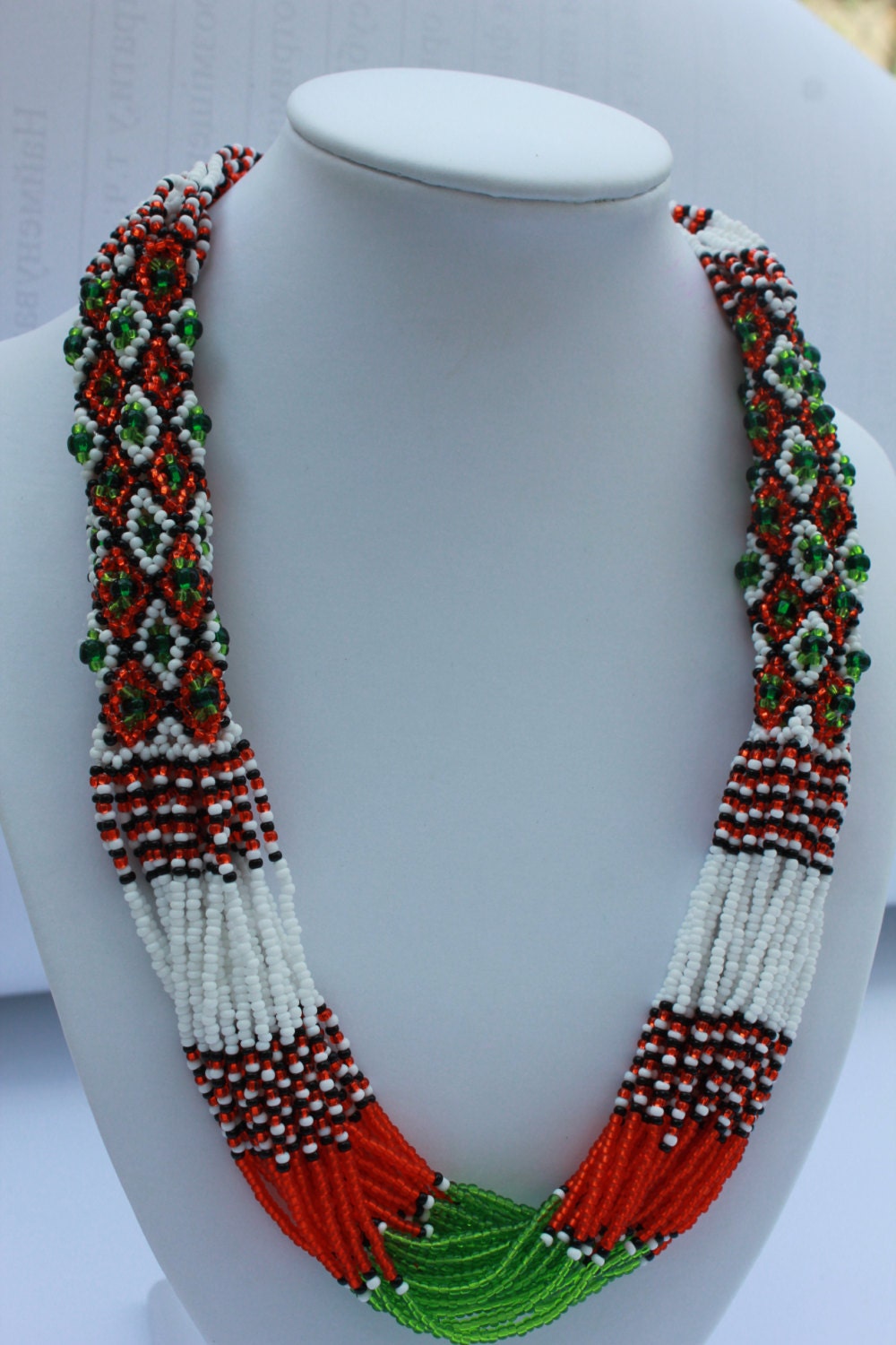 Ethnic Ukrainian Necklace to vyshyvanka~Ukrainian Jewelry~gerdan Seed Bead Necklace~tribal necklace african~native america indian jewelry
