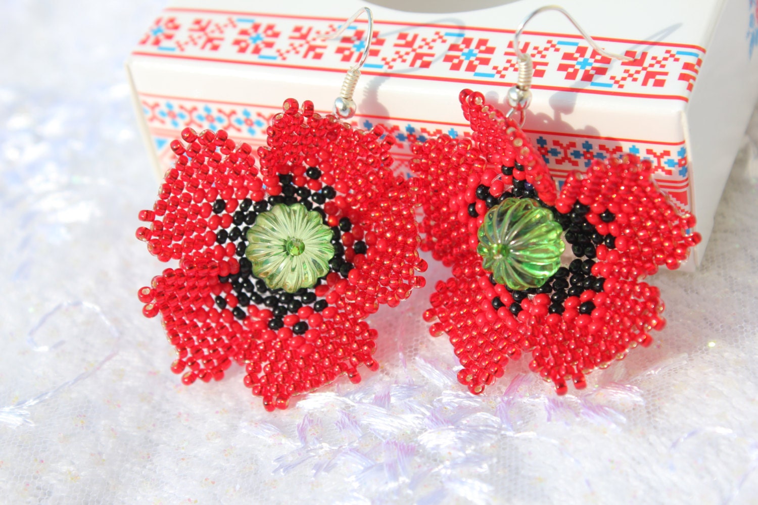 Floral Earrings Yellow Sunflower Earrings Red Poppy Earrings Summer Jewelry Colorful Earrings White chamomile Earrings BlChristmas clearance