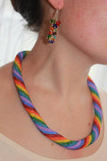 Rainbow Crystal Cluster Earrings: Multicolor Dangle Drop Earrings
