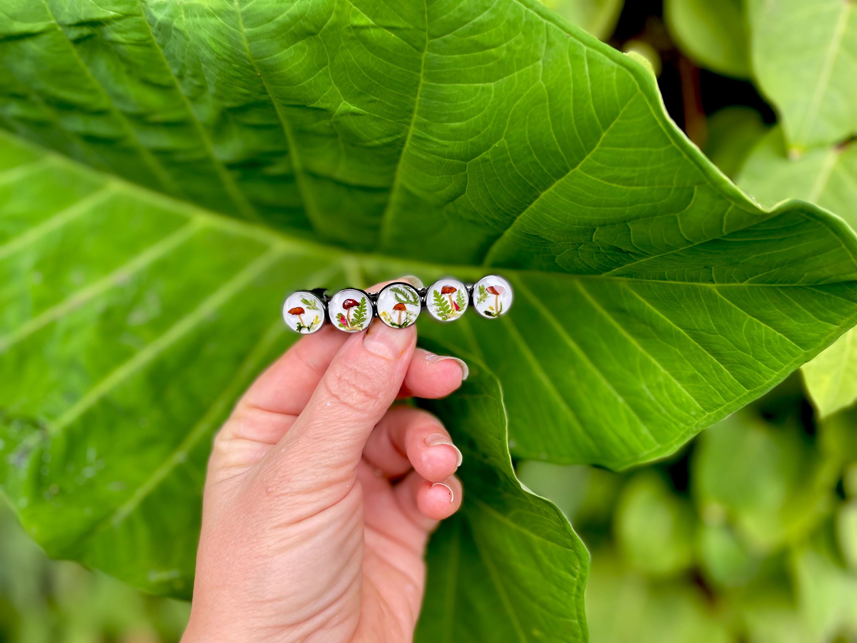 Dainty Real Mushroom Terrarium Barrette Hair Pin: Unique Handmade Nature Inspired  Hair accessories Valentines