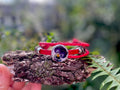 Red Leather 3 Wrap Bracelet: Pansy Violet February Birth Flower, Beaded Boho Jewelry