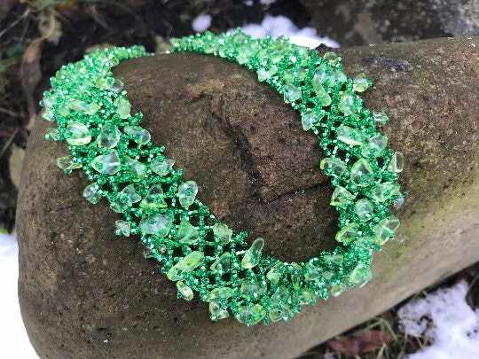 Christmas holiday gifts for women Peridot necklace, Raw crystal jewelry, August birthstone choker collar necklace, Anniversary gift for wife