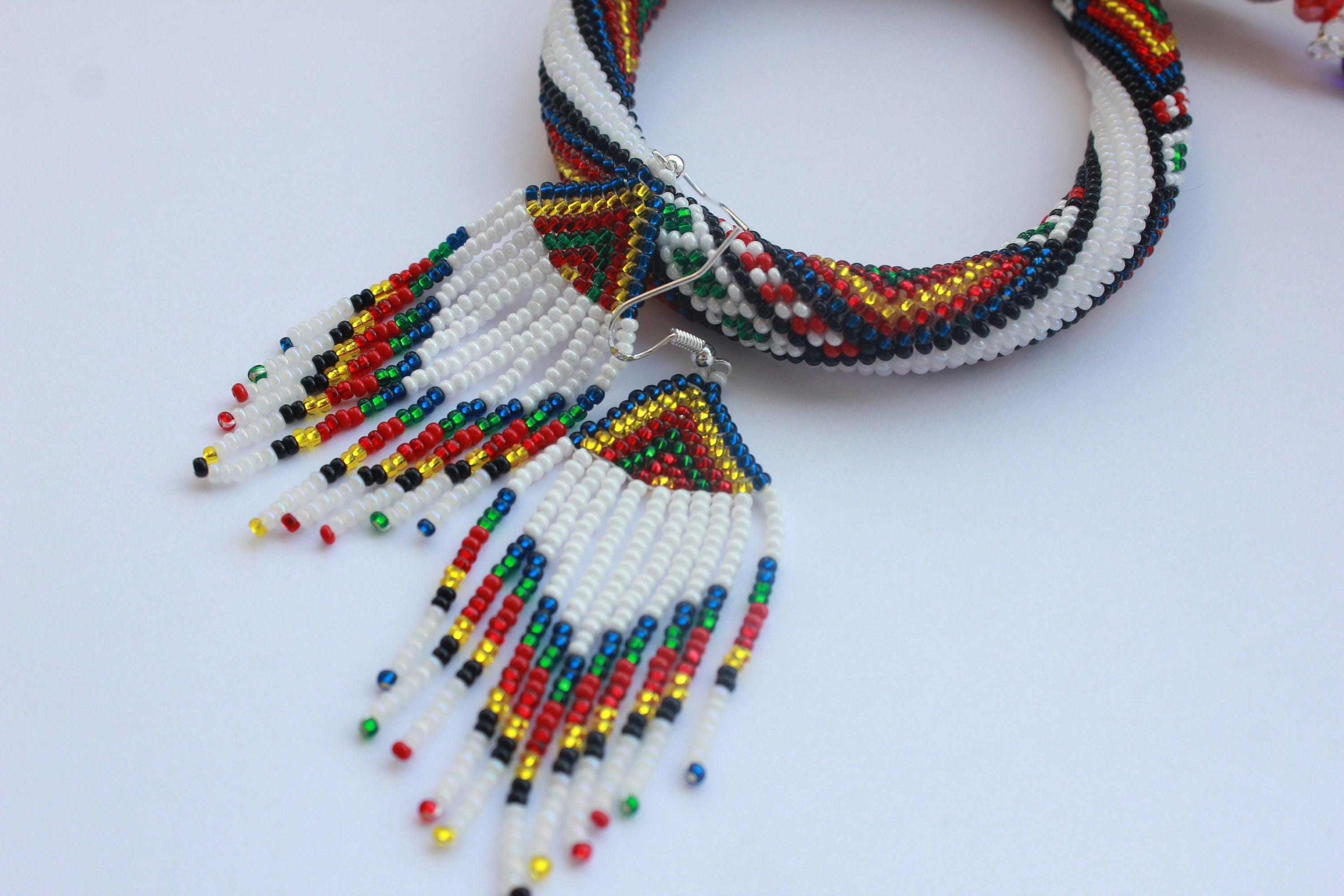 Dangle earrings Rainbow seed bead tassel earrings, beaded earrings, Long fringe Beaded Gypsy colorful dangles, native American jewelry women