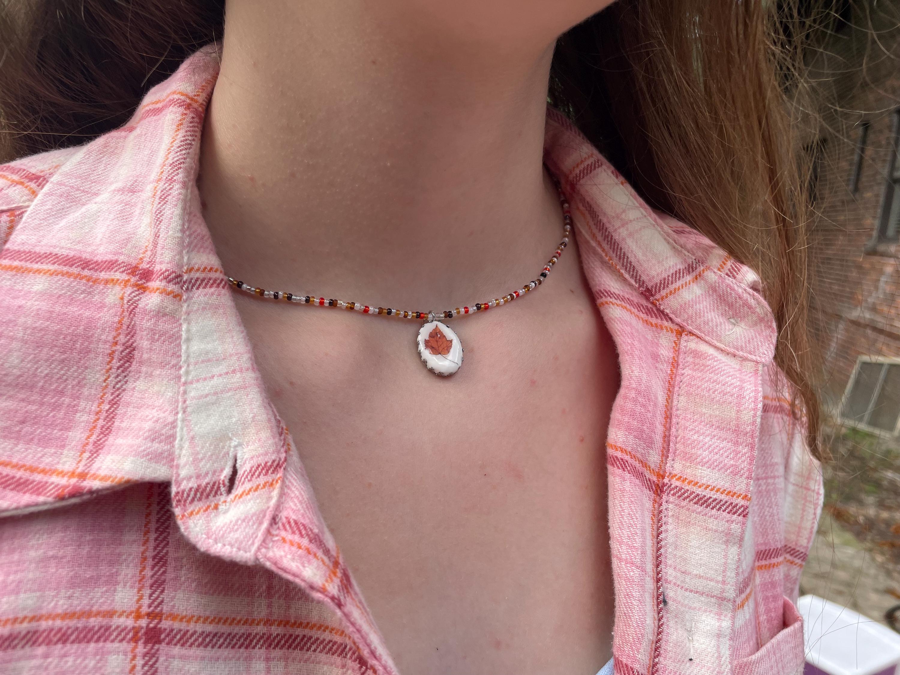 Dainty Seed Bead Choker: Handmade Cold Porcelain Fruit Charm Necklace