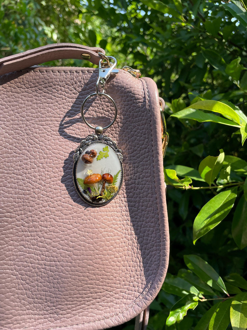 Fairy Mushroom Resin Keychain: Magic Forest Terrarium Bag Charm