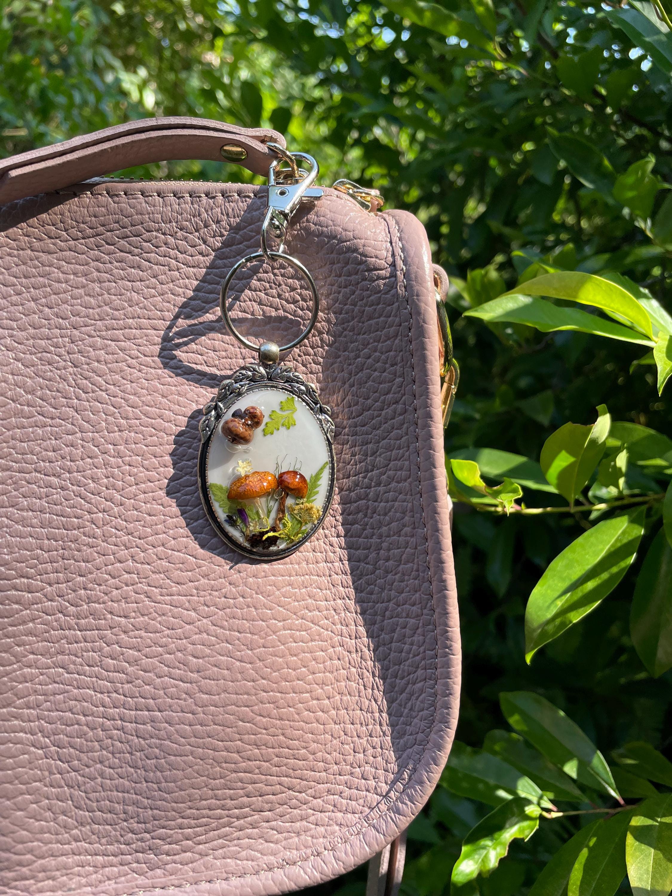 Fairy Mushroom Resin Keychain: Magic Forest Terrarium Bag Charm