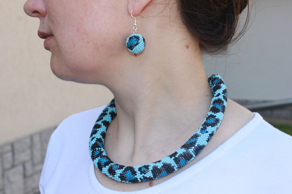 Best gifts for her Hostess gift Christmas gifts Women birthday gift animal necklace rope necklace rope choker bead art jewelry blue necklace