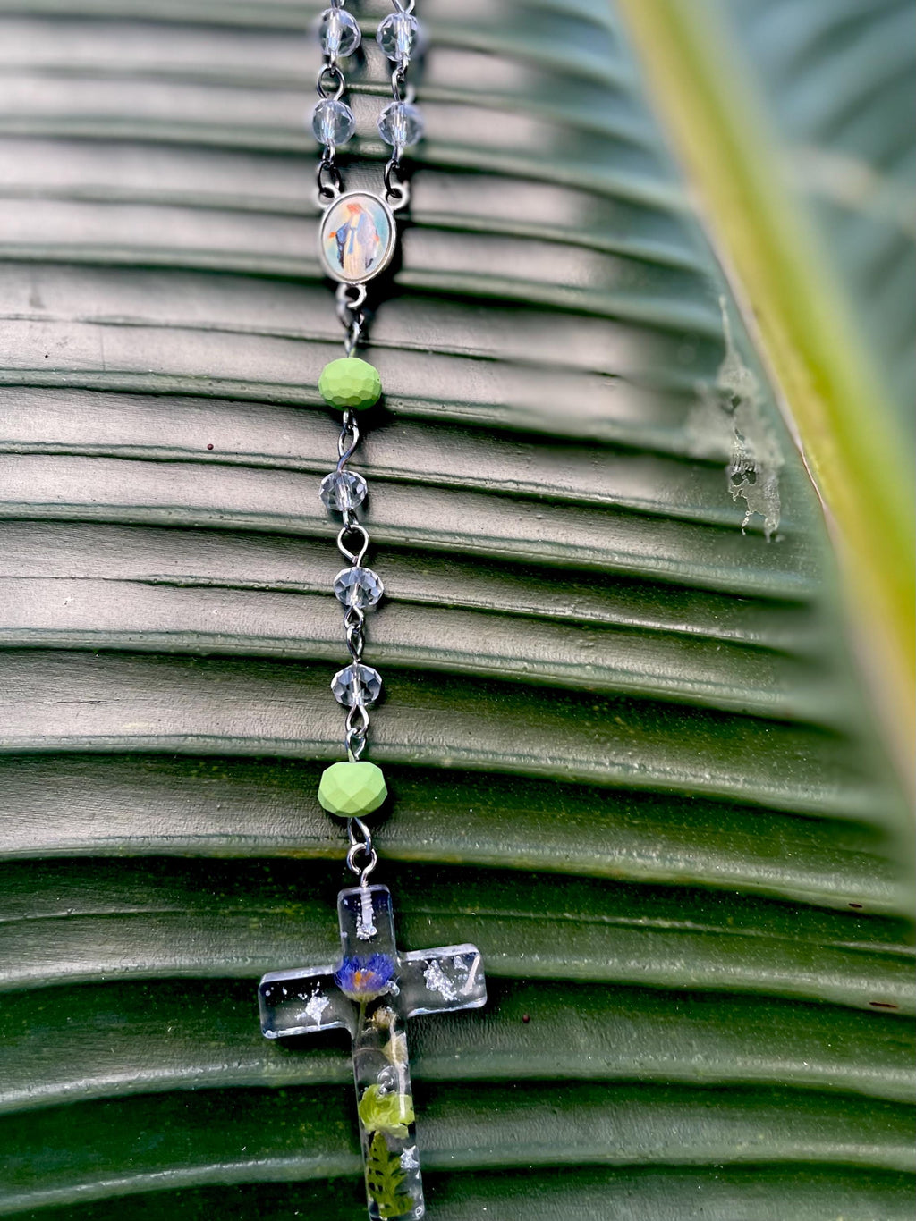 Personalized Aster Flower Rosary Necklace - Handmade Catholic Birth Flower Jewelry