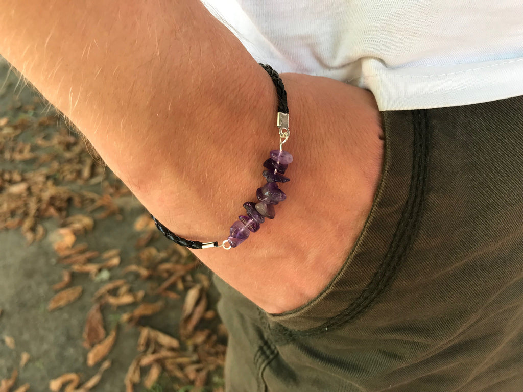 Personalized Mothers day gift, Custom birthstone bracelet sterling silver, unique birthday gift, amethyst  raw crystal bangle gold filled