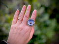 Silver Pansy Ring: Pressed Flower Cameo, February Birth Flower