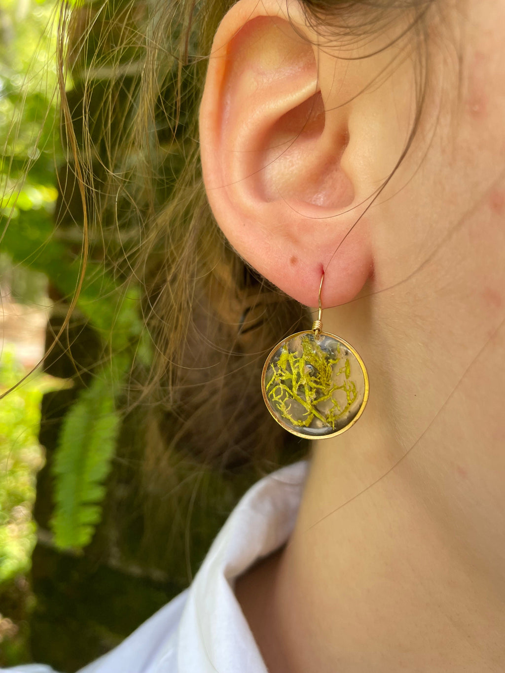 Teardrop Fern Resin Earrings: Nature Inspired Dangle Jewelry