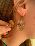 Real Mushroom Resin Earrings: Gold Filled Fairy Forest Jewelry