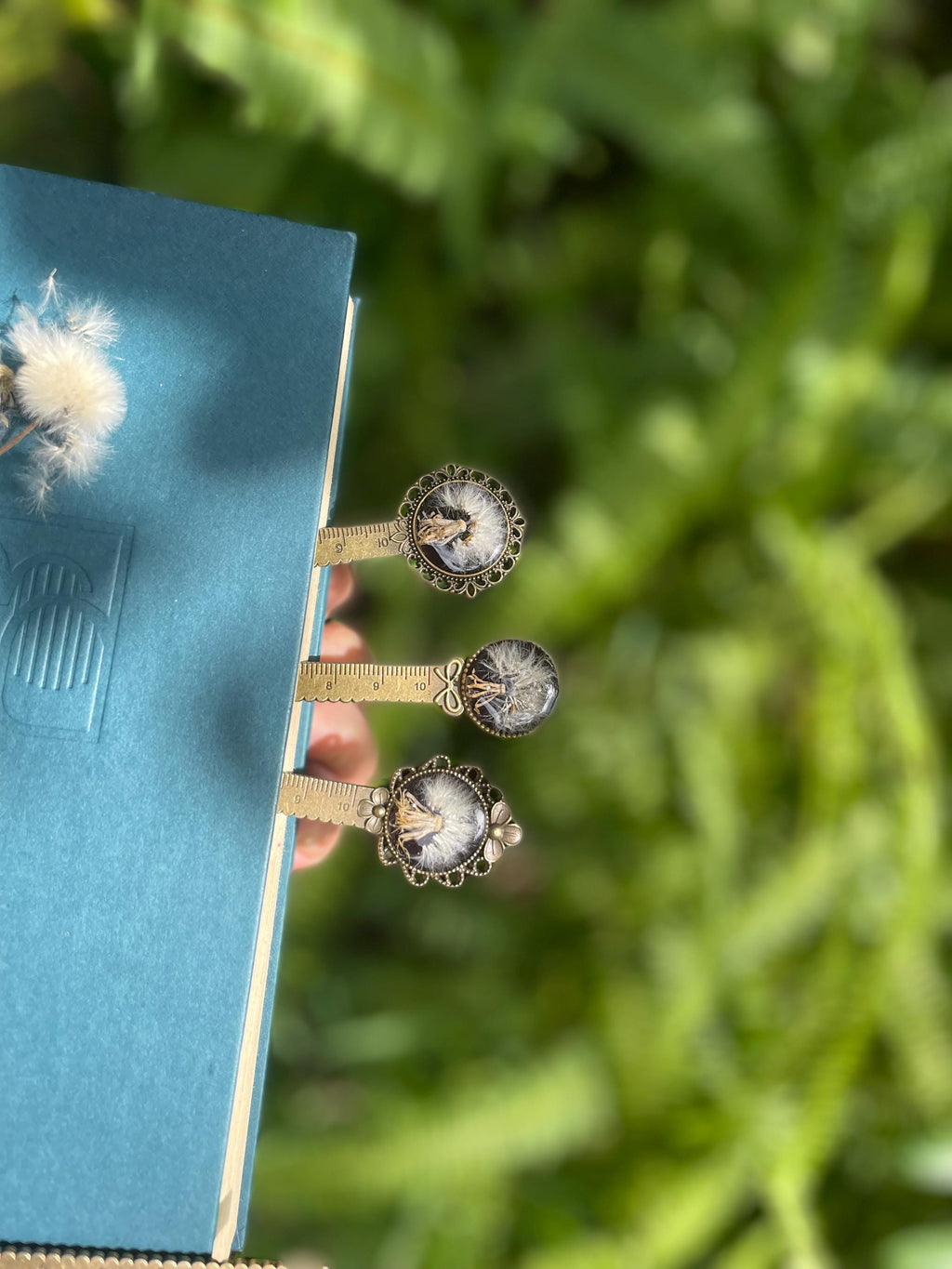 Real Dandelion Bookmark: Bronze Metal Ruler, January Birth Flower Black Gothic Bookish Gifts