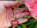 Ruby Red Heart Necklace: Gold Layered Chain, Beaded Handmade Jewelry