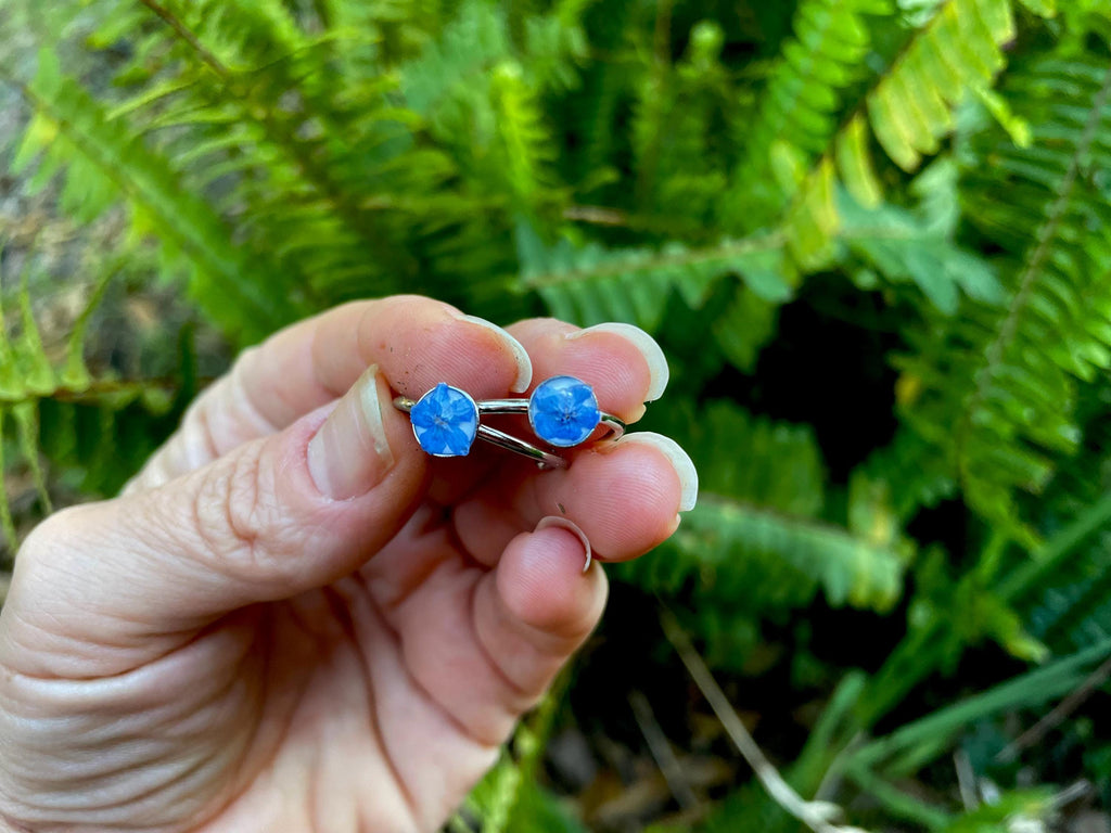 Forget Me Not Ring: Pressed Flower Resin Ring, Botanical Jewelry September Birth Month