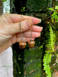Real Acorn Threader Earrings: Rustic Fall Woodland Jewelry