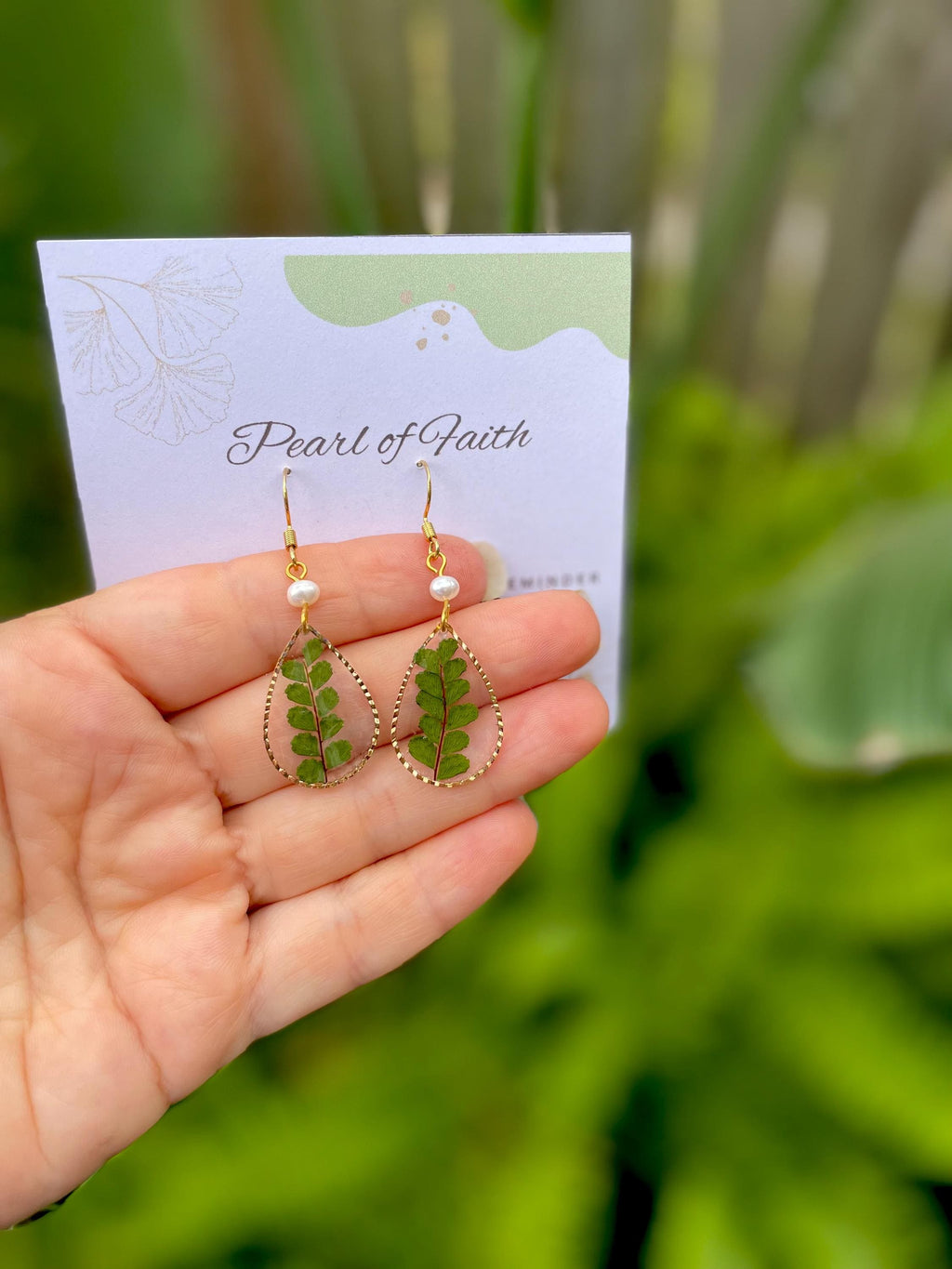 Gold bow Earrings Stud with Christmas Tree Branch, Green Real Plant  Botanical Earrings Dangle