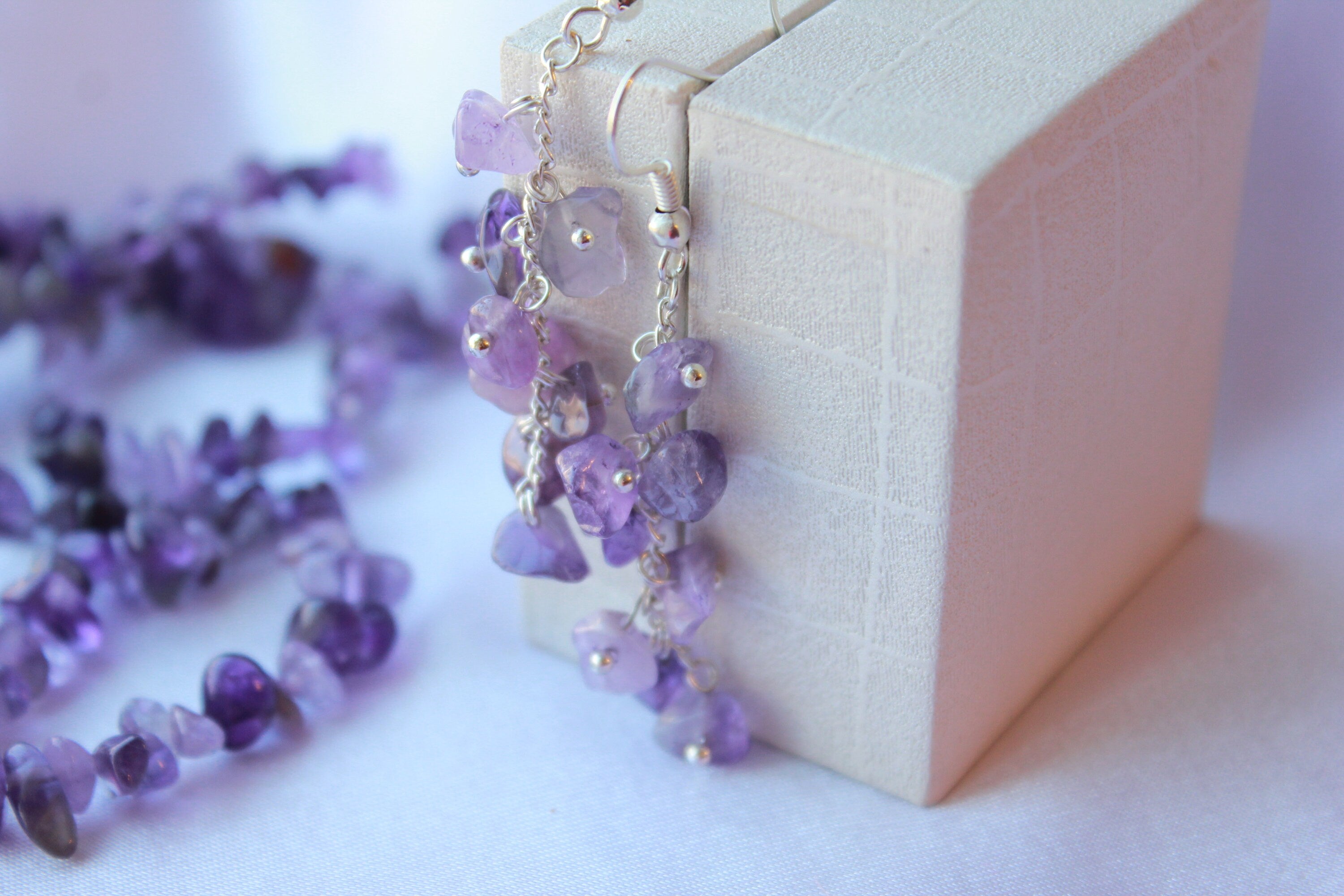 Lapis Lazuli Cluster Earrings: Silver Plated, Sapphire Blue Jewelry