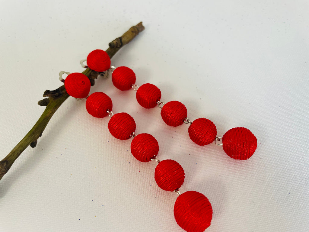 Mothers day gift for her Red 4 four drop Bonbons clip on earrings, Ball earrings Bon bon bonbon, three ball five ball earrings Rebecca style