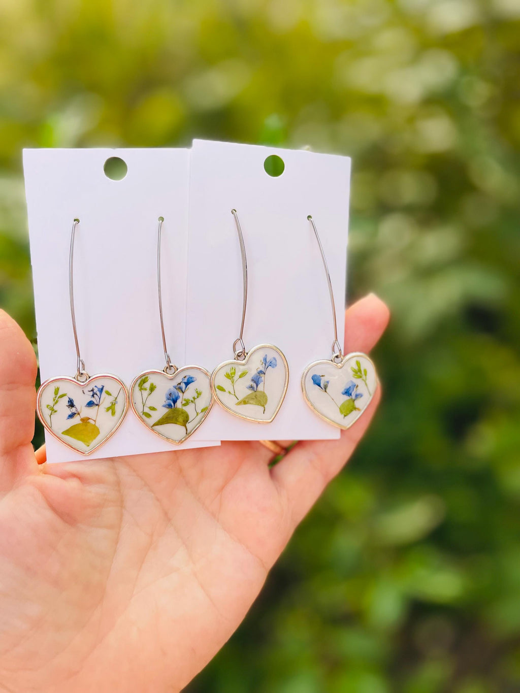Vintage Silver Heart Drop Earrings: Romantic Porcelain Inspired Jewelry