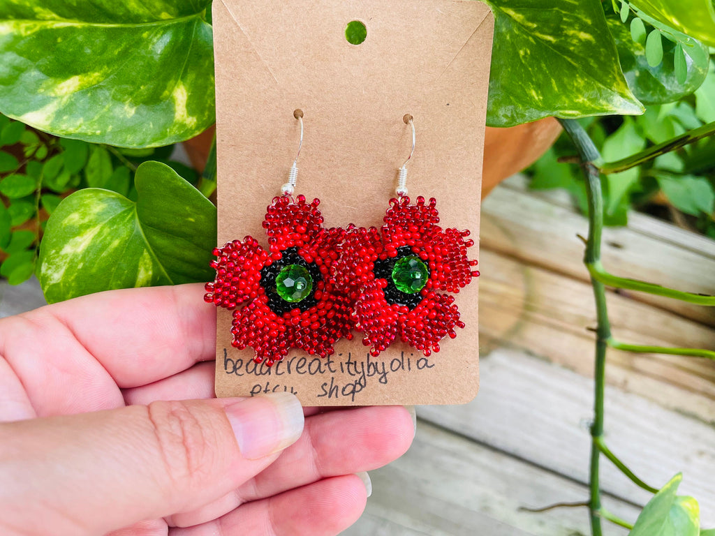 Floral Earrings Yellow Sunflower Earrings Red Poppy Earrings Summer Jewelry Colorful Earrings White chamomile Earrings BlChristmas clearance