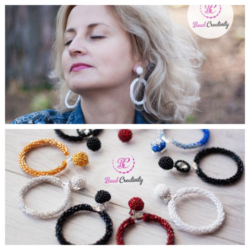 Christmas gifts for her mom, Big gold hoop earrings for bride, wedding clip on earrings, dangle and drop beaded hoop earrings for girlfriend