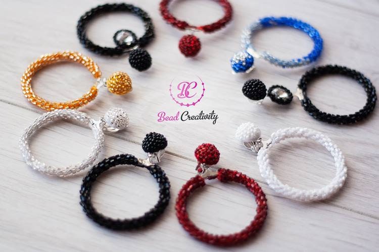 Multicolor Beaded Hoop Clip On Earrings: Sparkle Jewelry Gift