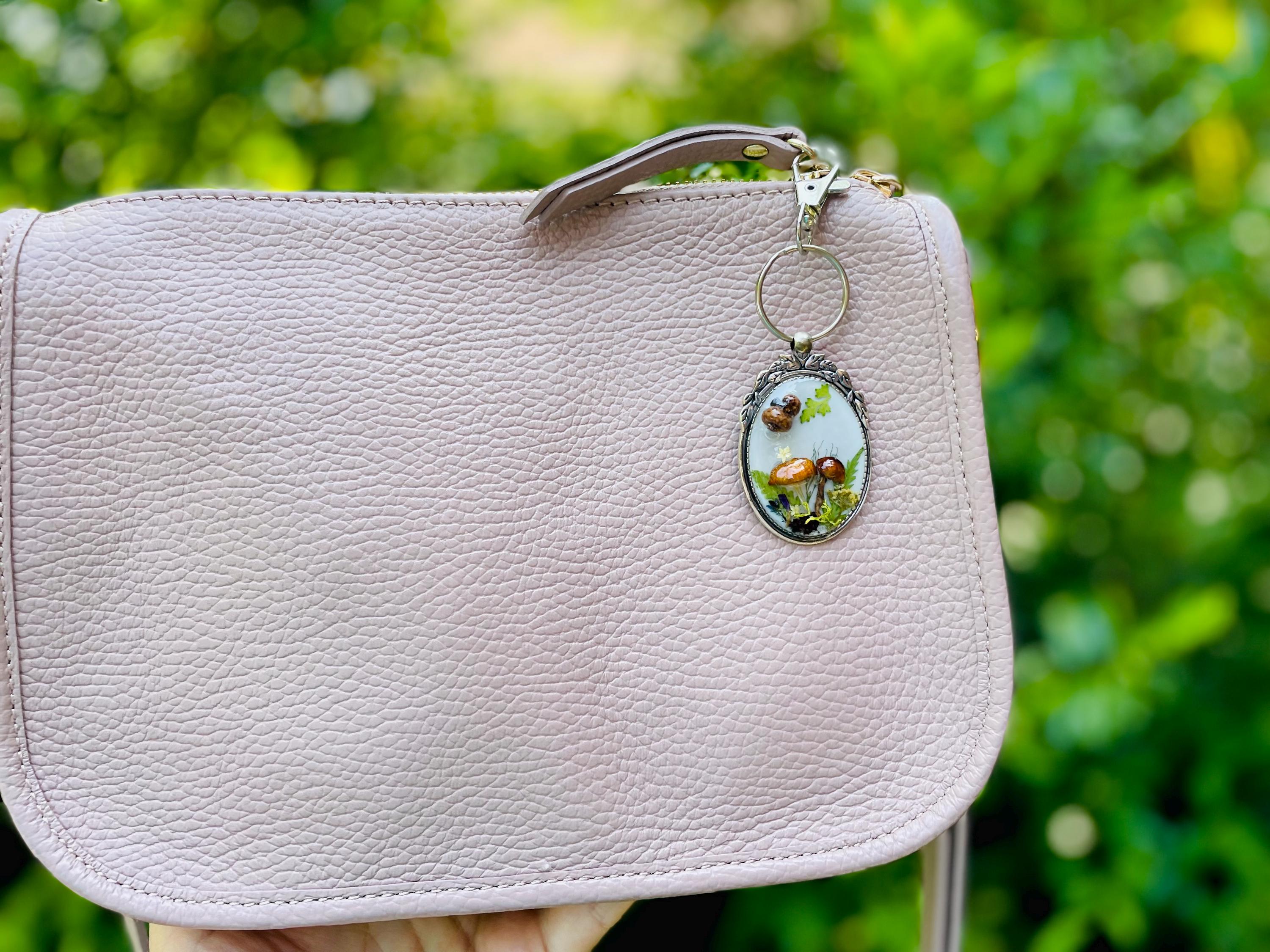Fairy Mushroom Resin Keychain: Magic Forest Terrarium Bag Charm