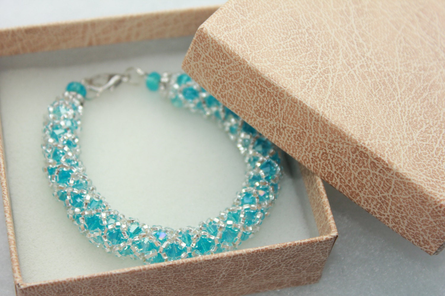 Sky blue Swarovski crystal bracelet birthday gift Christmas holiday gift for wife Girlfriend handmade beaded bangle for bride bridesmaids