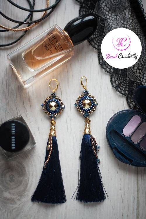 Handmade Emerald Green Swarovski Crystal Silk Tassel Earrings for Women 3-6 inch Long Custom Tassel Color