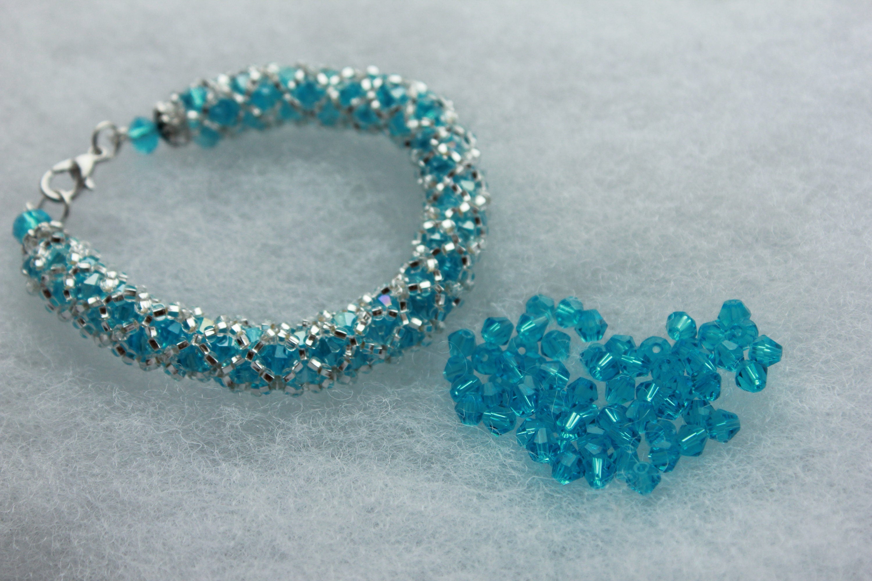 Sky blue Swarovski crystal bracelet birthday gift Christmas holiday gift for wife Girlfriend handmade beaded bangle for bride bridesmaids
