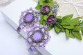 Amethyst Swarovski Crystal Earrings, Purple Mother of Pearl Beaded Chandelier Earrings