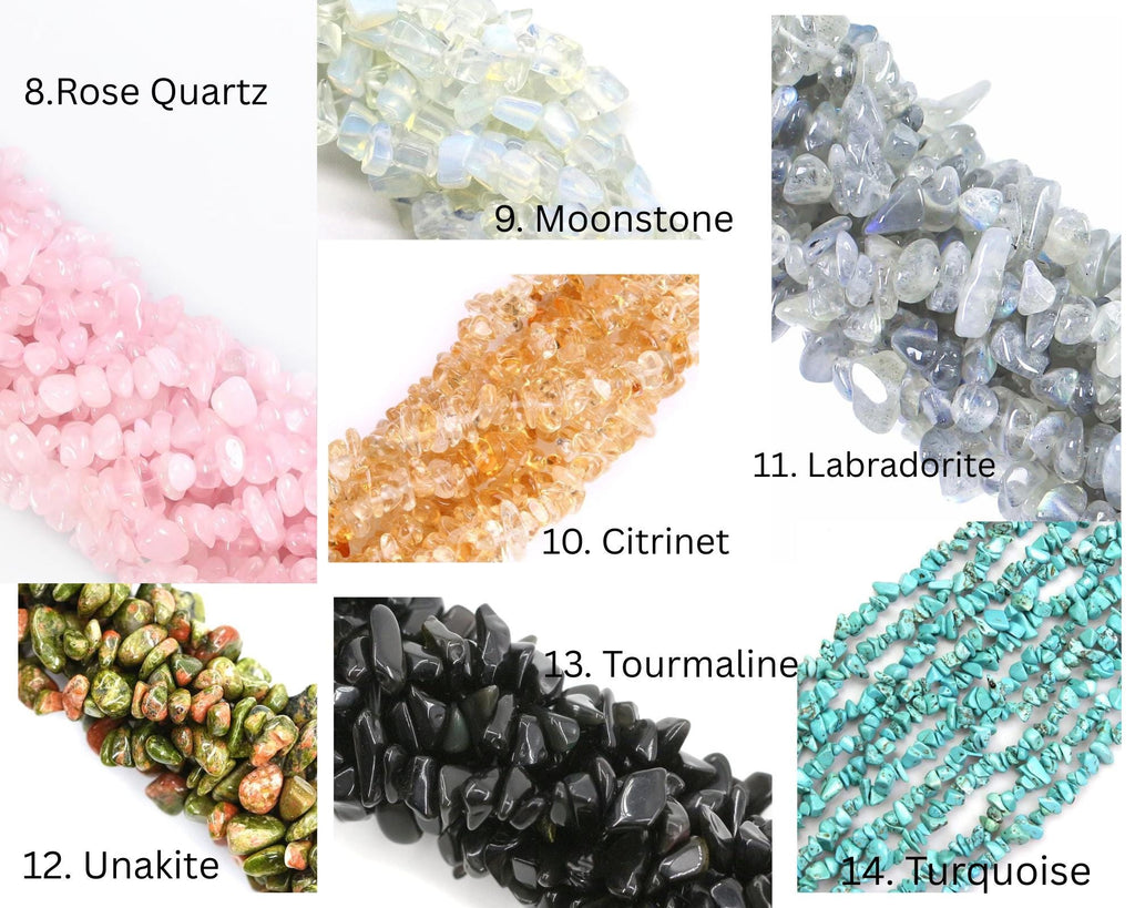Personalized Natural Raw Gemstone Beaded Bracelet Stainless Steel Handmade Cuff 1 inch wide: 20 Custom Birthstone