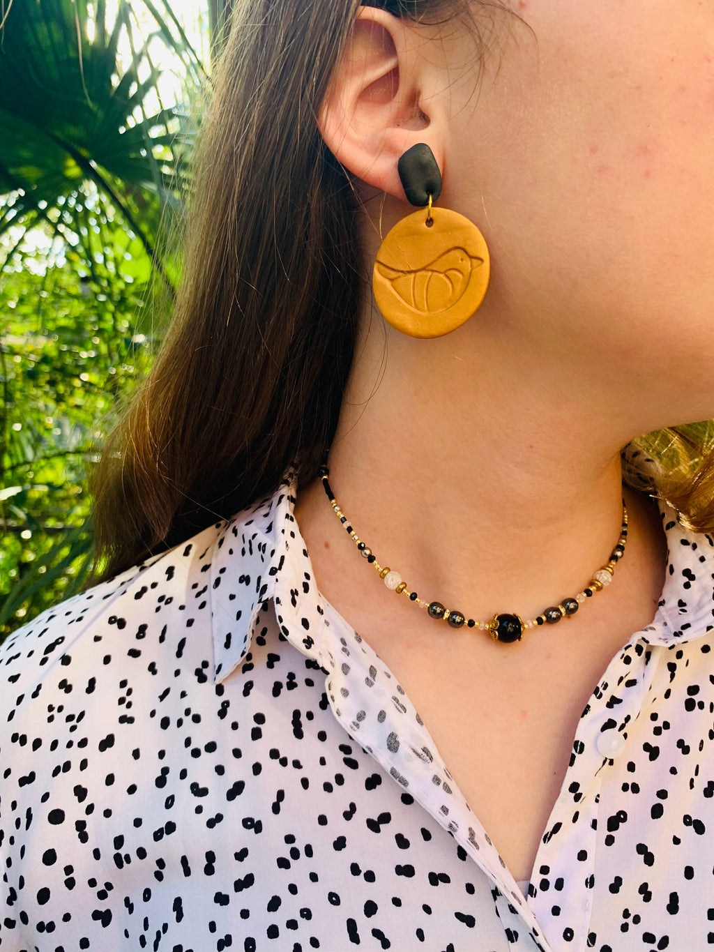 Minimalist beaded choker necklace with onyx hematite, black and gold beaded necklace, seed bead choker, handmade choker necklace for women