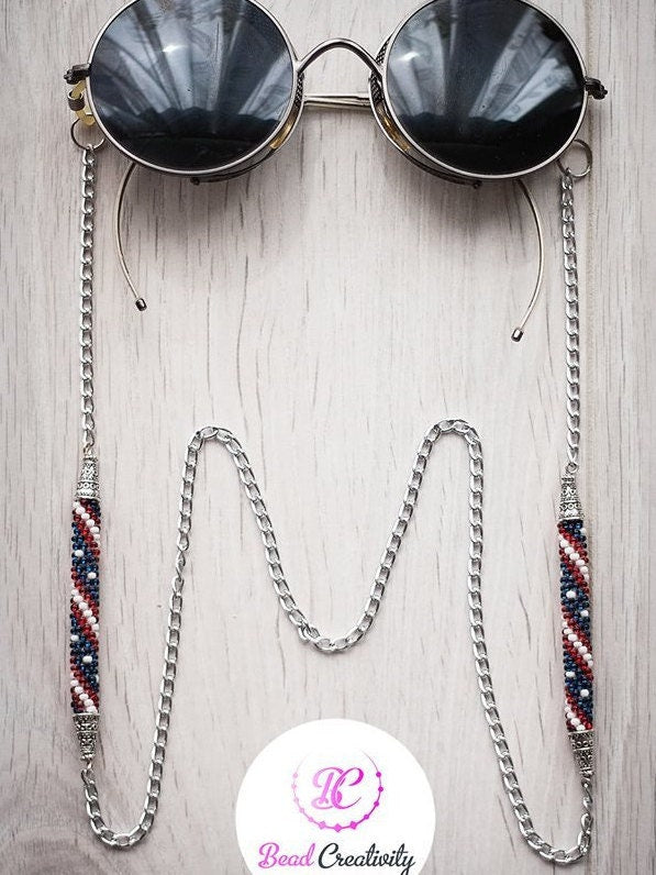 USA flag eyeglasses holder beaded patriotic jewelry gift for men women travel jewelry friend best gift for her mom mask lannyard unisex cute