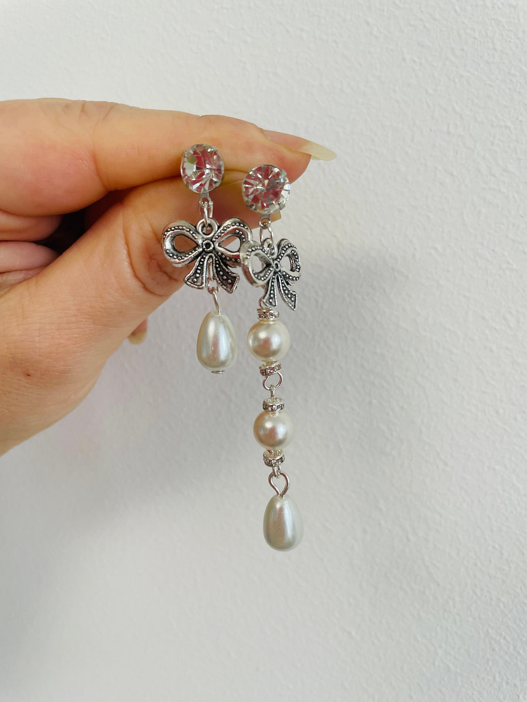 Bow Earrings Pearl Coquette Jewelry Bridal Earrings Swarovski Pearl Earrings Pearl Bow Earrings Post Earrings Gift For Her Bow Post Earrings