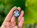 Custom Initial Blue Flower Bookmark: Personalized Resin Metal Bronze / Silver Bookmark, Book Lover Gift