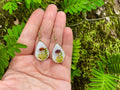 Mushroom Earrings: Real Wildflower Fern, 14K Gold, Personalized Birthstone