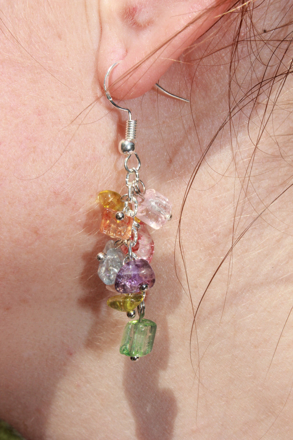 Rainbow assorted crystals necklace for women, bridal bohemian necklace silver, Gemstone Personalized necklace prom jewelry, Christmas gifts